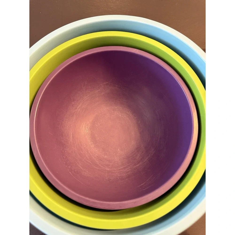 Set Of 6 GHP Melamine Nesting Mixing Bowls Assorted Colors and Sizes, Rainbow